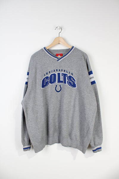 NFL Indianapolis Colts grey sweatshirt with embroidered spell-out details across the chest
