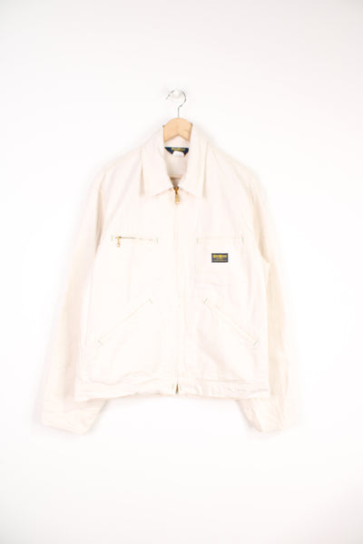 Osh Kosh B'Gosh all white zip through deck jacket with embroidered  badge on the pocket