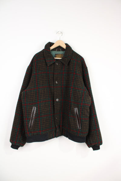 Vintage Eddie Bauer zip through plaid wool bomber jacket with pockets 