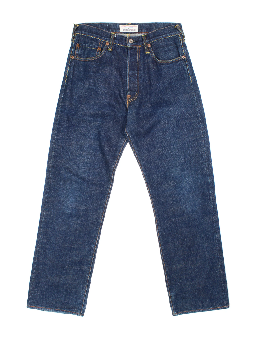 Evisu jeans with painted graphic detail on the pockets and motifs across the back