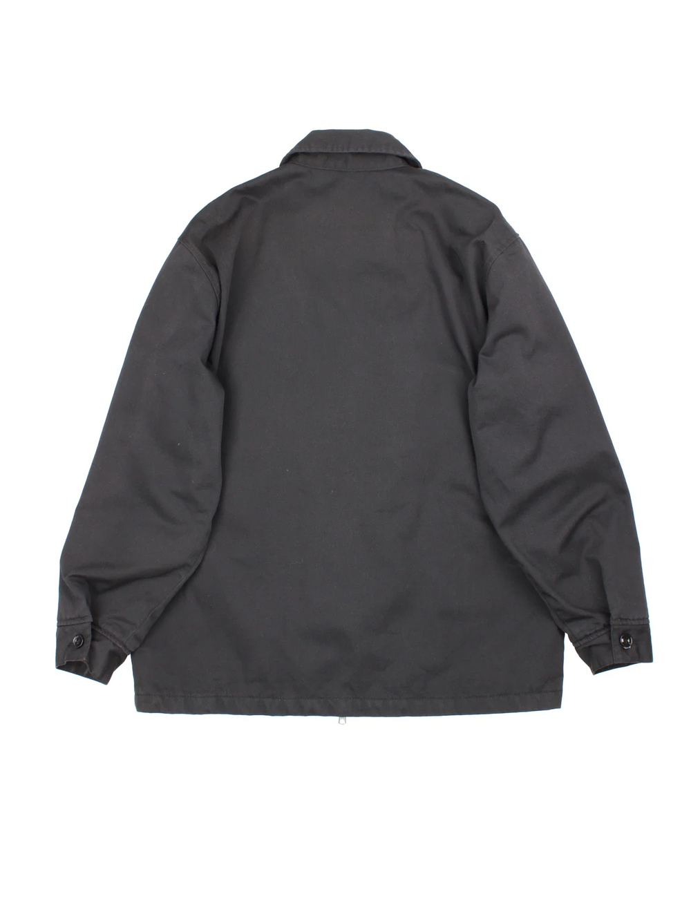 Dickies Eisenhower Jacket in a black colourway. Has double zips up, side pockets, and the logo embroidered on the front by the hem.