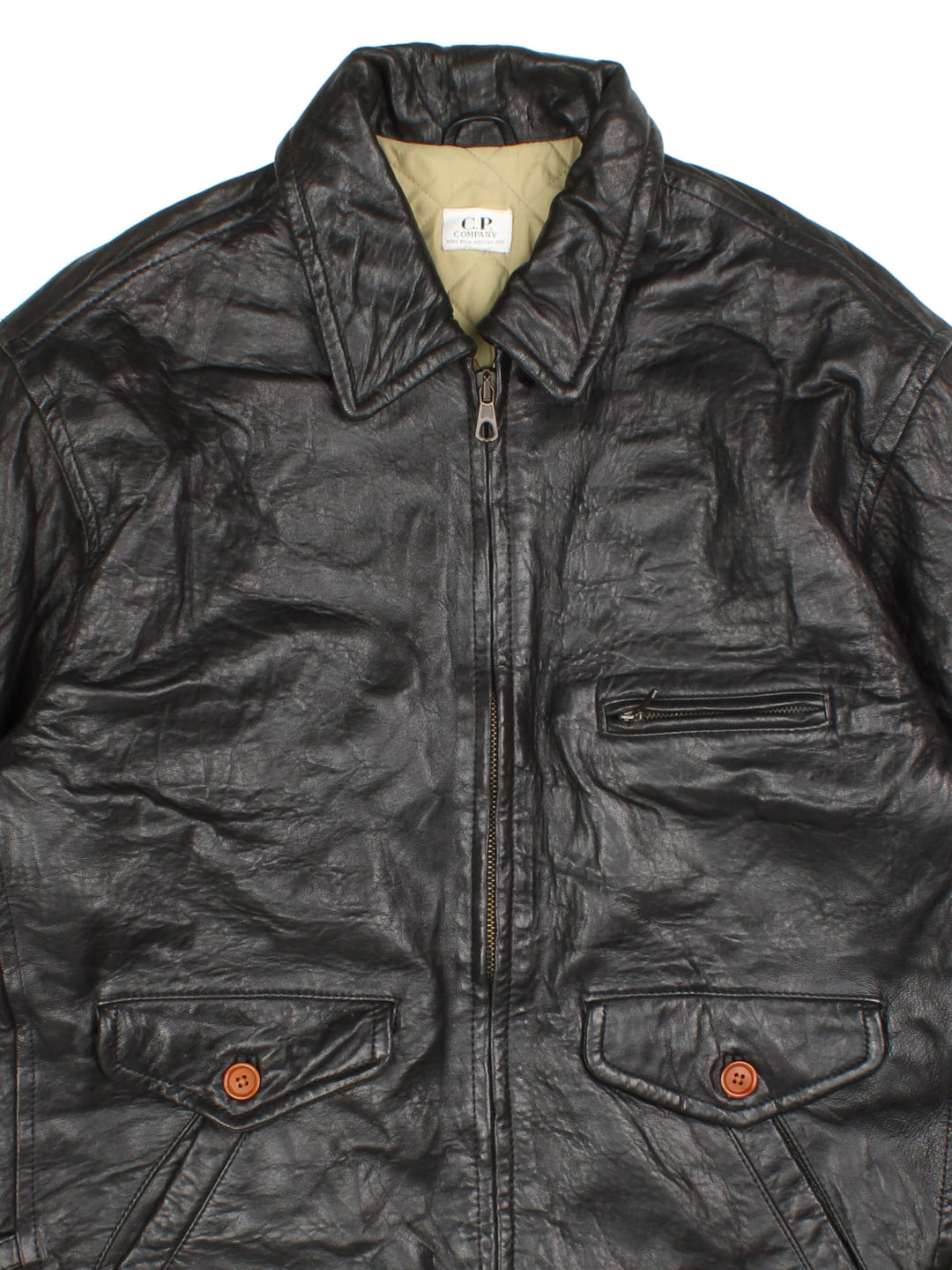 Company Leather Jacket CP Company Black Vintage (Size M