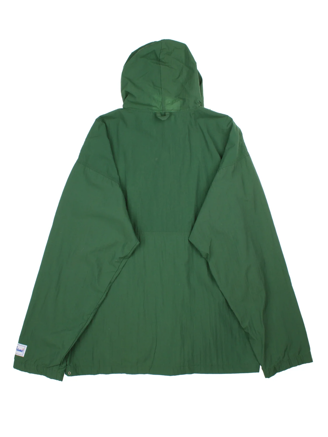 Vintage Miami Hurricanes Football Windbreaker Jacket in a green colourway. Pullover with hood, front poppers and embroidered logos on the front and sleeve.