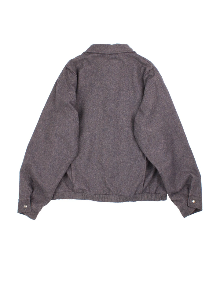 Pendleton Wool Harrington Jacket in a grey colourway with full zip up with two pockets on the front and button up cuffs.