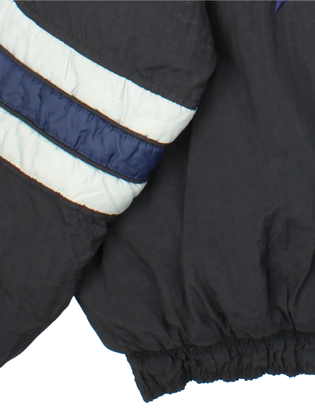 Dallas Cowboys NFL Starter Jacket in a black and blue colourway with grey detailing. Full zip with multiple pockets. Classic logo on the chest and large star logo on the back.