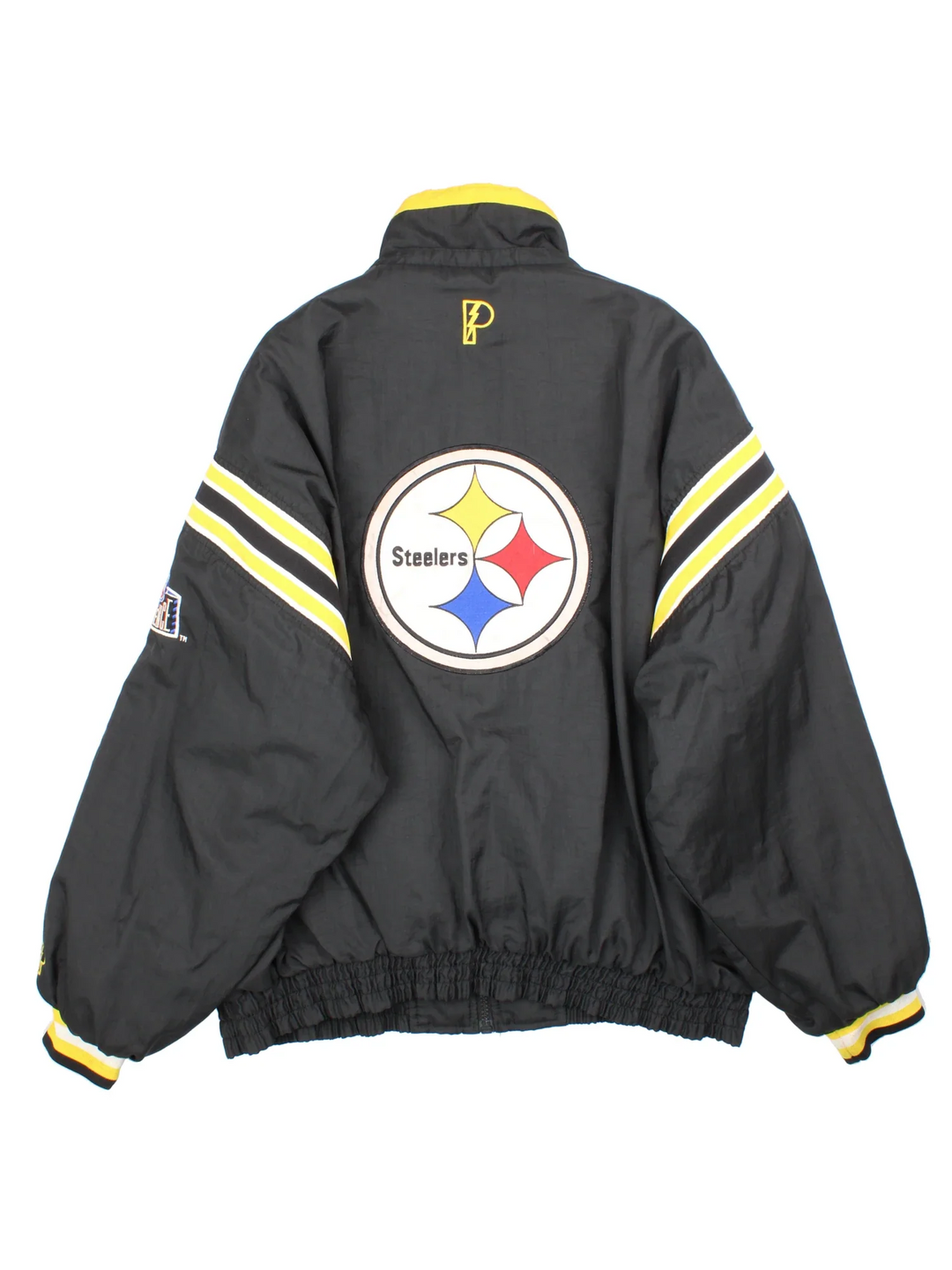Pittsburgh Steelers NFL Pro Player Jacket in either a black or yellow reversible colourway options. Full zip with double pocket and classic steelers logo on the front and back.