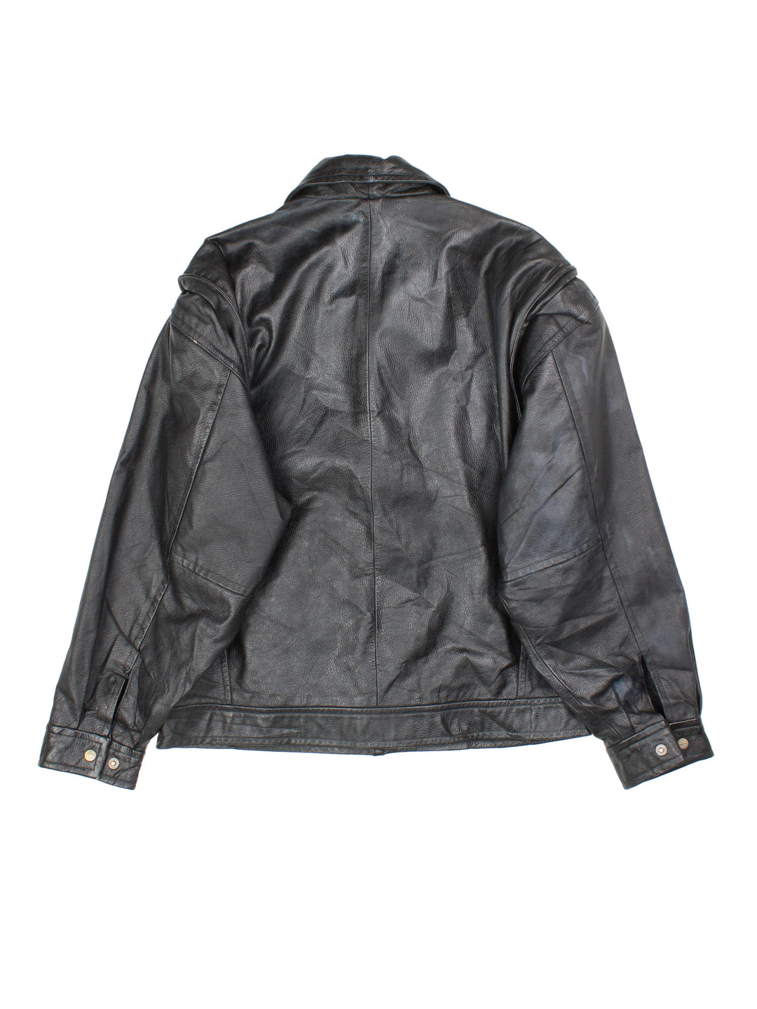 Vintage 90's Pepsi Leather Jacket in a black colourway. Full zip, pepsi logo detailing and two standard side pockets.