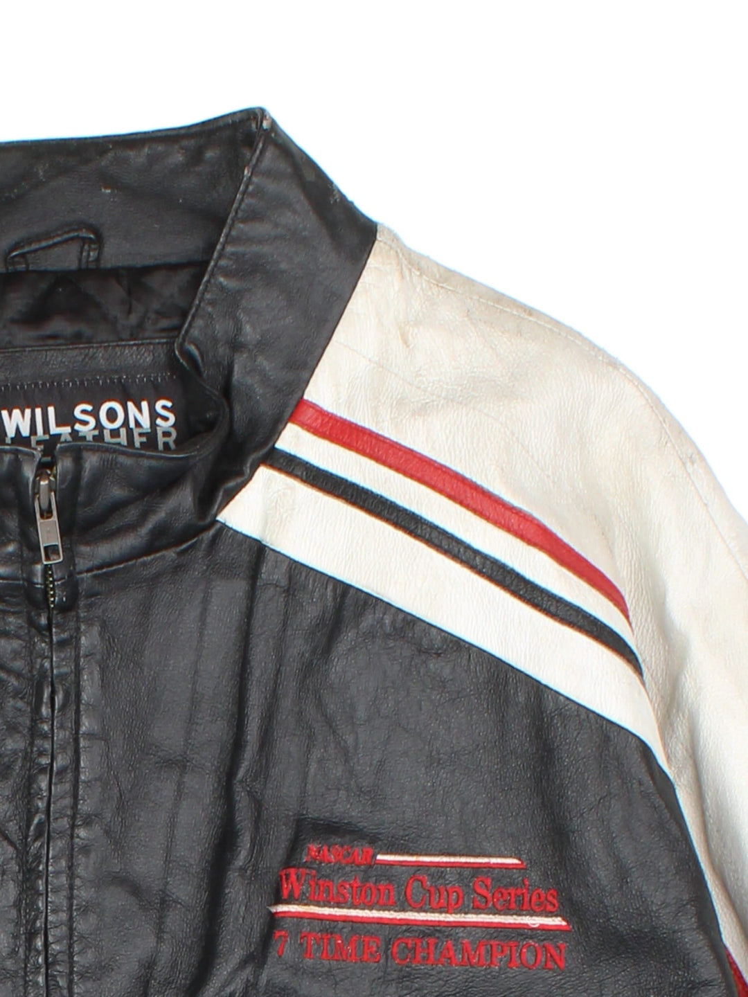Vintage Nascar Dale Earnhardt Jr Winston Cup Series Jacket in a black and white colourway. Zips up and has multiple pockets, and the logos and sponsors embroidered all over.