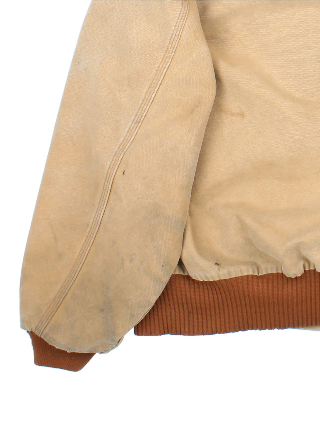 Vintage Carhartt Active Jacket in a tan colourway. Zips up and has side pockets, hooded, and has the logo embroidered on the front.