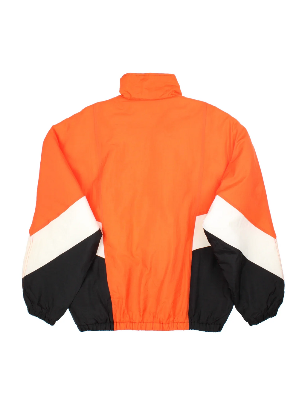 Vintage Illinois Varsity Sports Jacket in a orange colourway with white and black panelling. Full button and zip up front with multiple pockets, high collar with small logo on the chest.