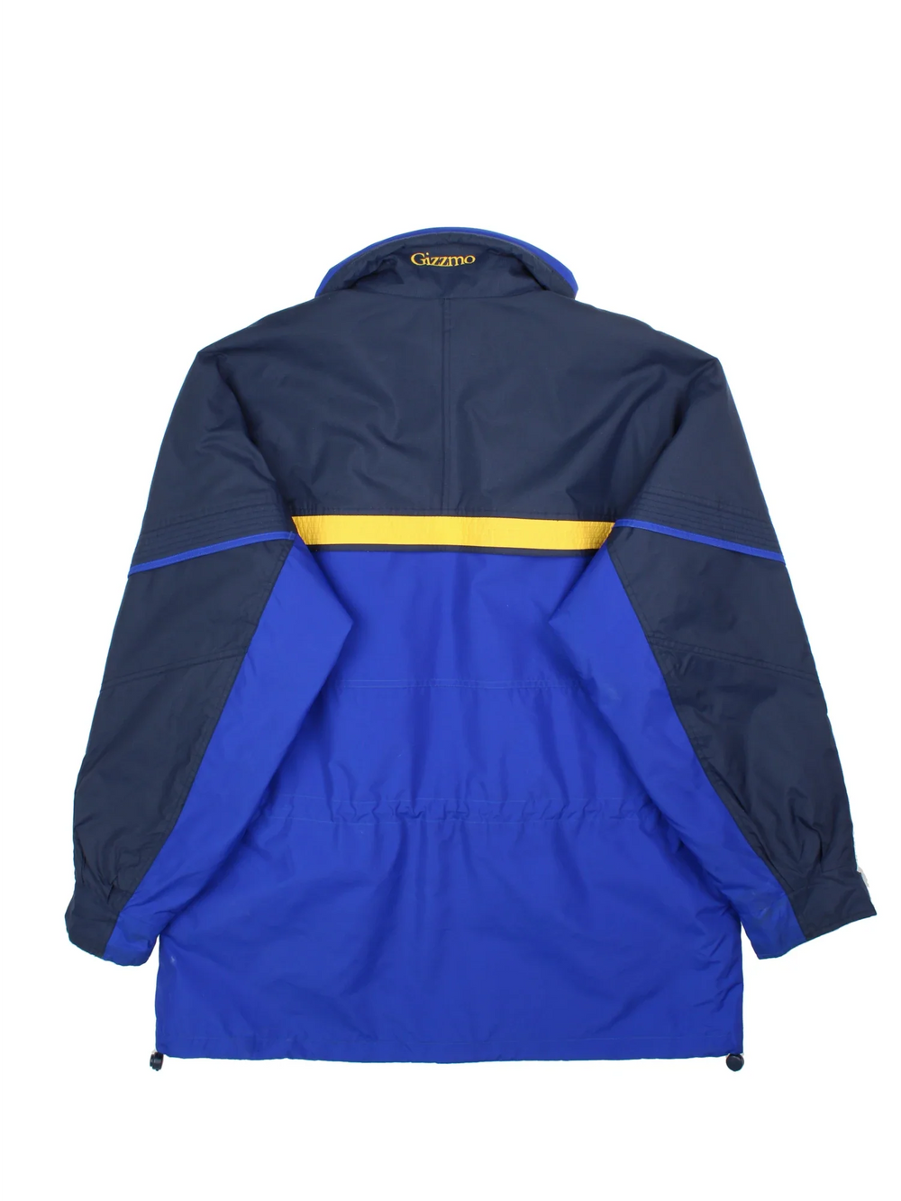 90's Columbia Gizzmo Jacket in a blue colourway with yellow and black panelling. Full button and zip up front with multiple pockets, high collar with small logo on the chest.