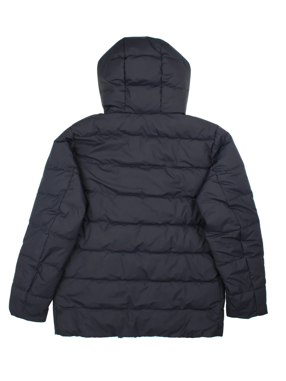 Barbour Mobury Quilt Jacket in a blue colourway. Full button and zip up front with multiple pockets, drawstring hood and small logo on the front pocket.