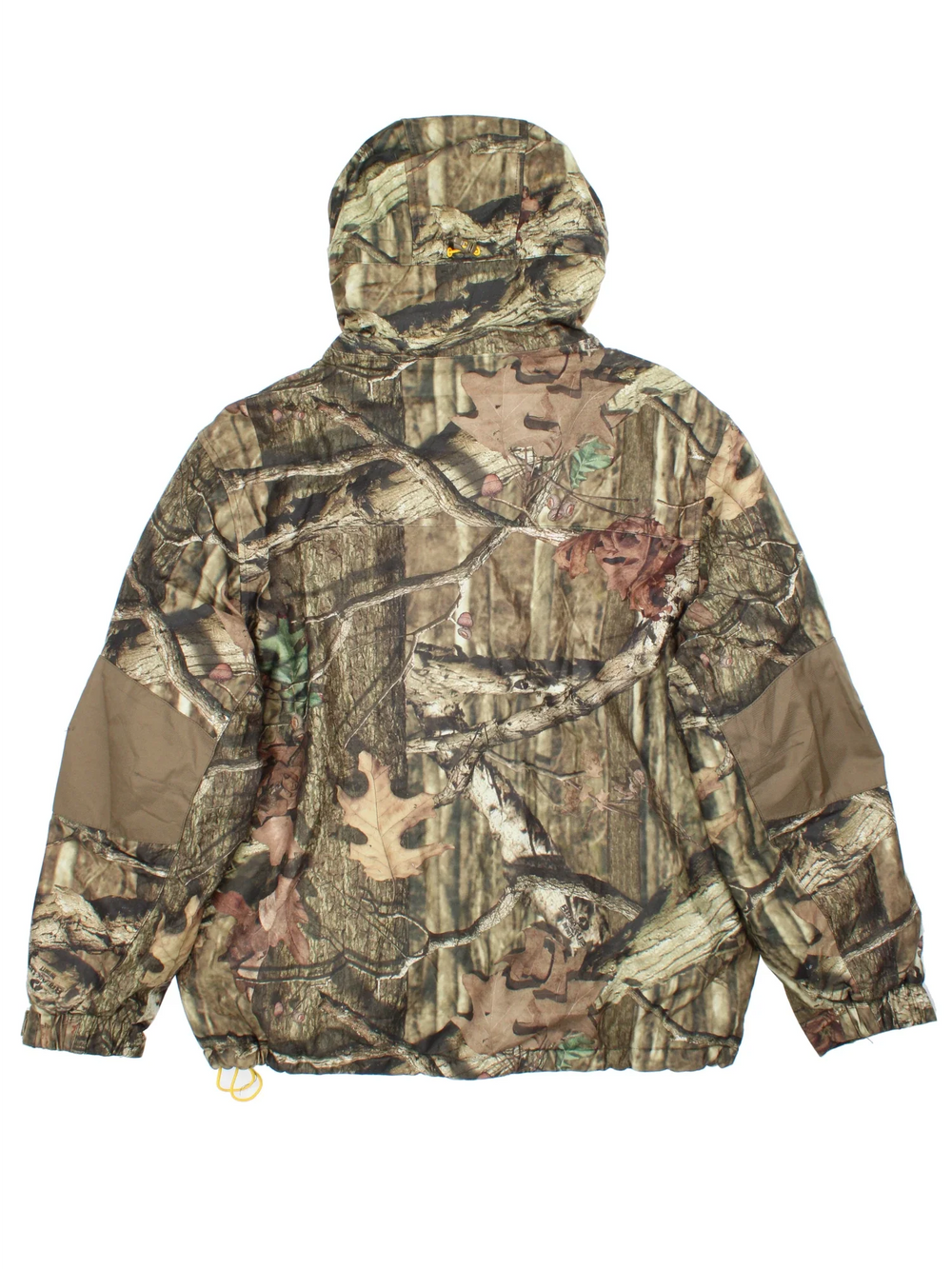 Real Tree Mossy Oak Coat in a green colourway. Zips up, with hood and has multiple pockets. Insulated with a quilted lining, and all over pattern.