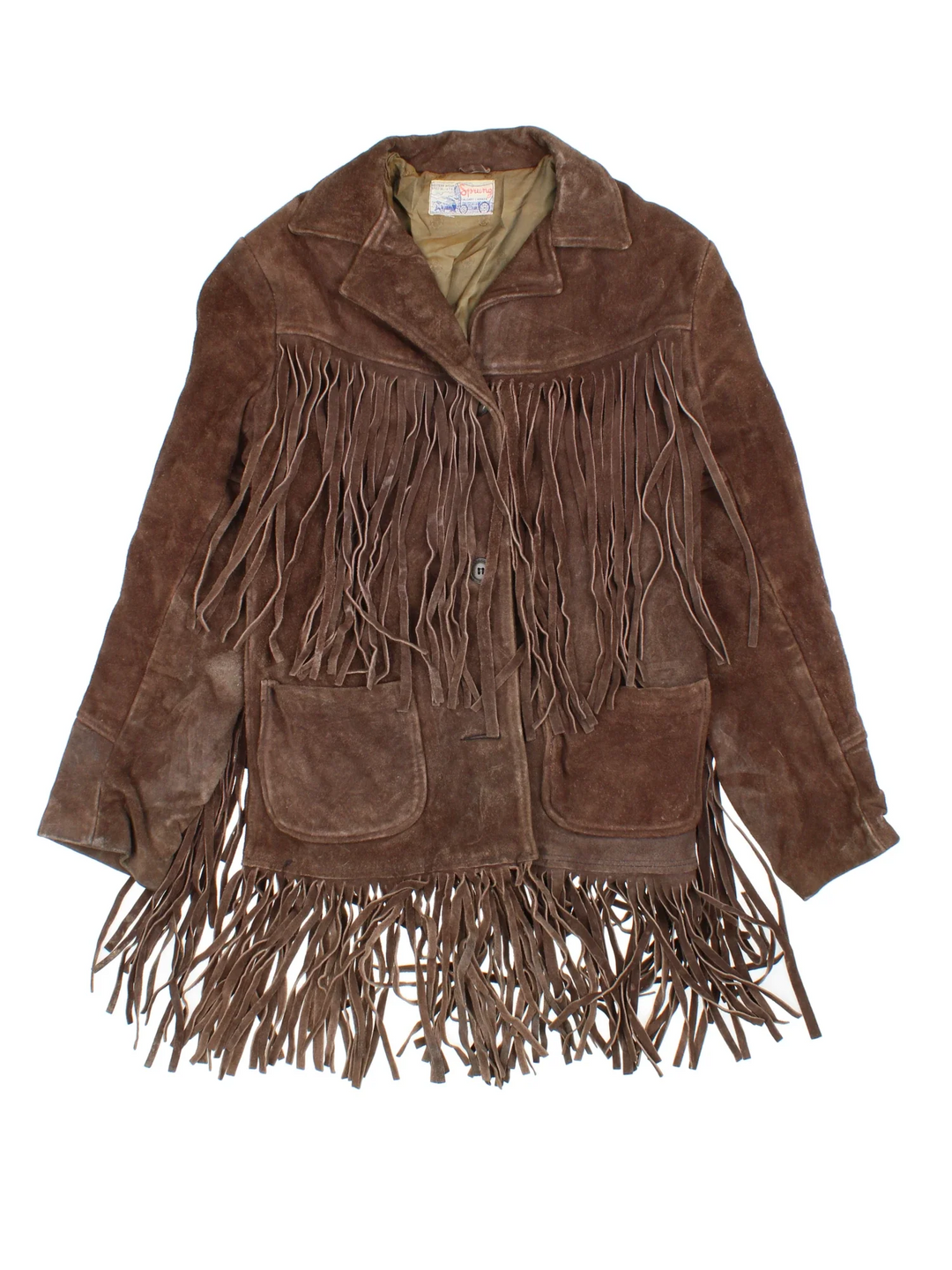 Vintage 70's Western Fringed Leather Jacket in a brown colourway. Button fastening, with front pockets and all over fringe detail.