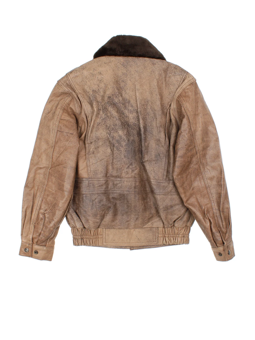 Vintage 80's Leather Flight Jacket in a brown colourway. Zip fastening, with front pockets and fur lining/collar.