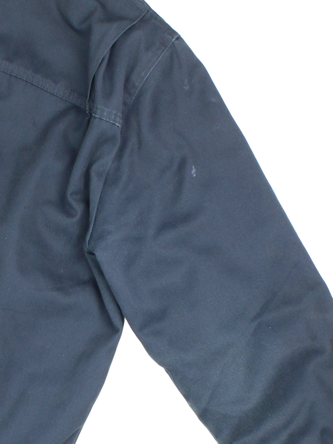 Vintage Dickies Eisenhower Jacket in a blue colourway. Zips up and has side pockets, insulated with a quilted lining, and has the logos embroidered on the front.