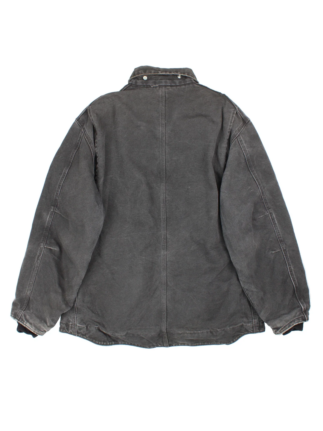 Vintage Carhartt Arctic Jacket in a black colourway. Zips up and has side pockets, insulated with a fleece lining, and has leather logo on the front.