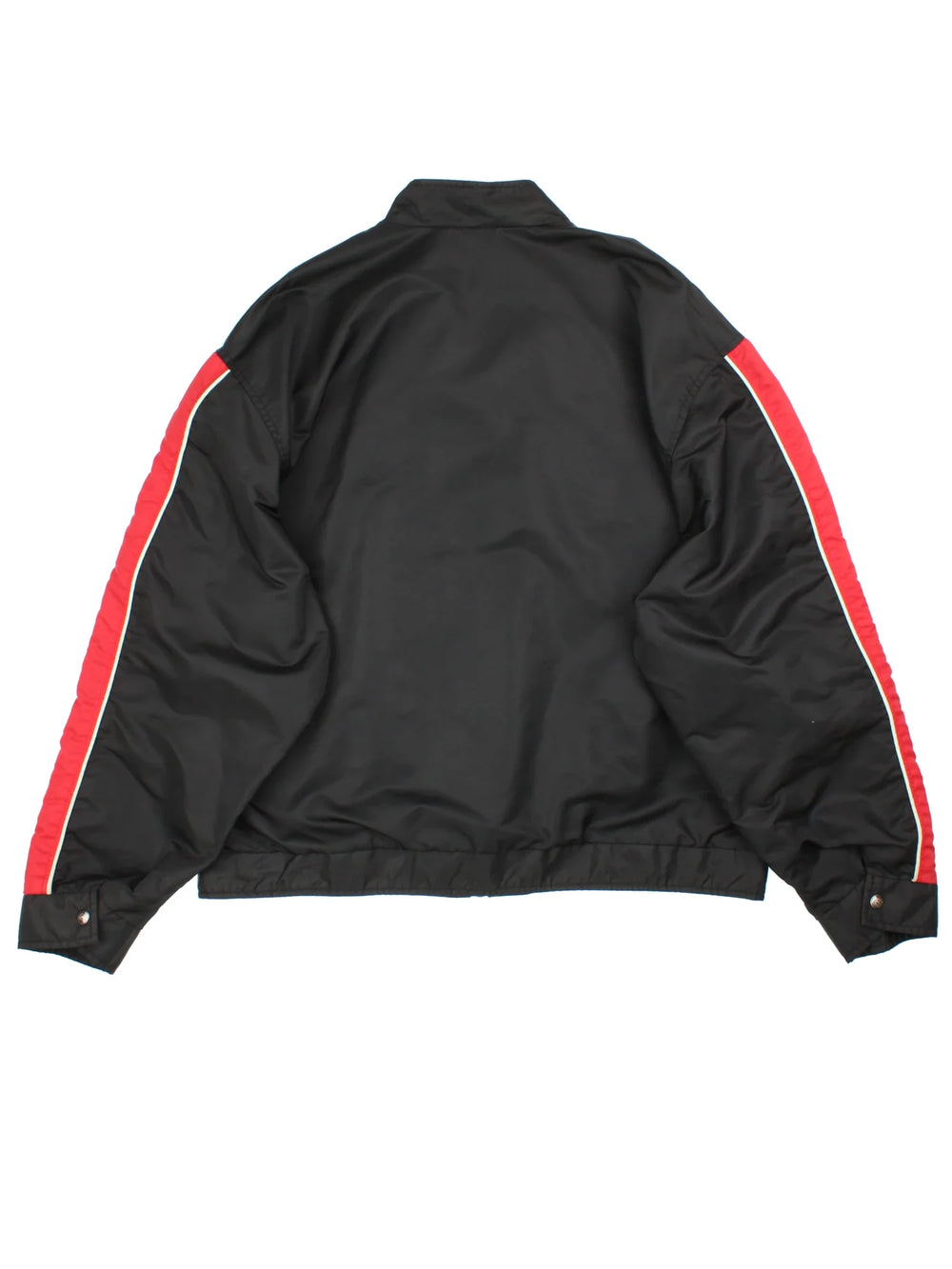 90's Budweiser Racing Jacket in a black/red colourway. Zips up and has side pockets, contrast panelling and branding embroidered on the front.