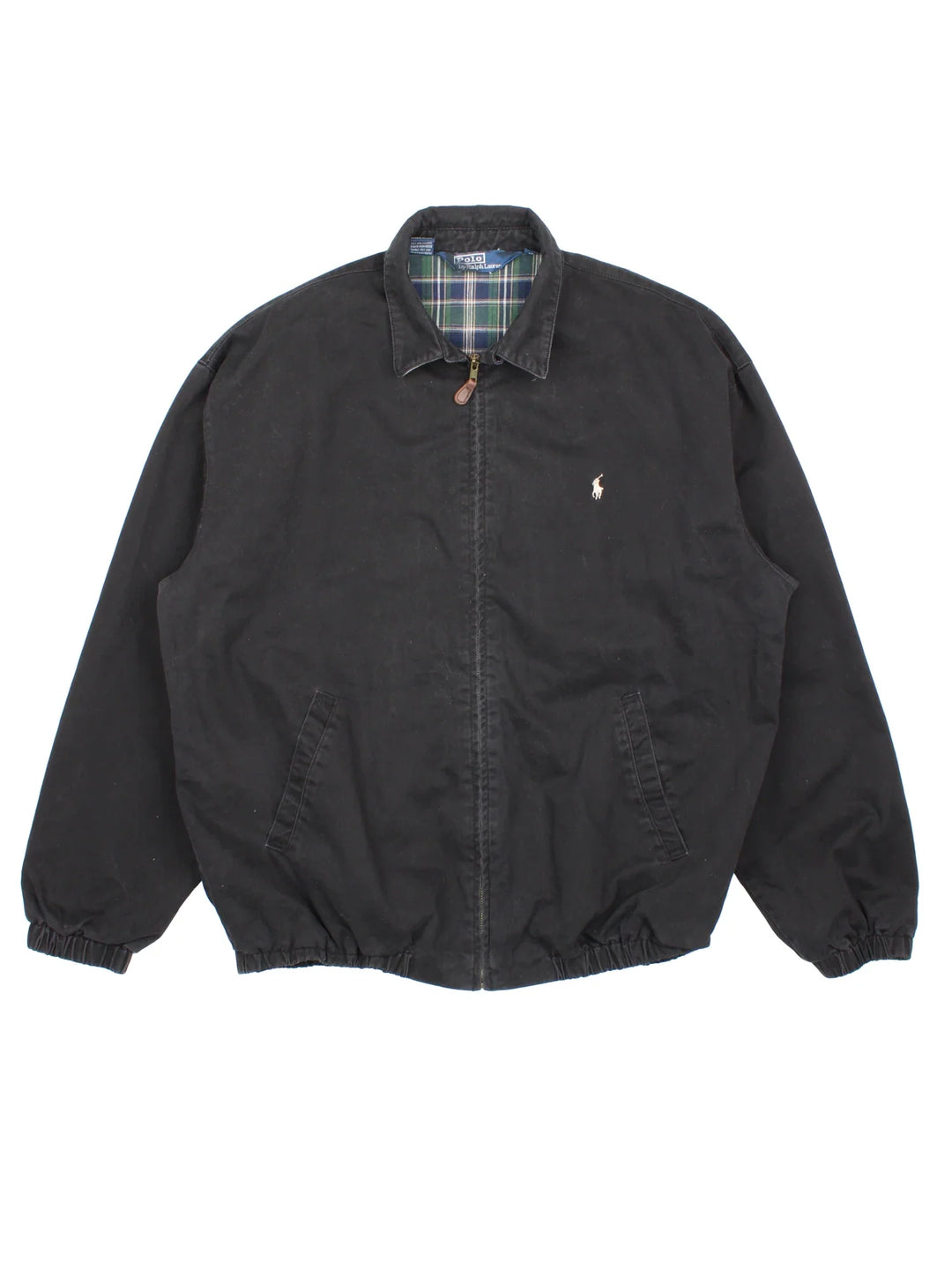 Vintage Ralph Lauren Harrington Golf Jacket in a black colourway. Full zip up and has side pockets, large collar and small classic logo on the front.