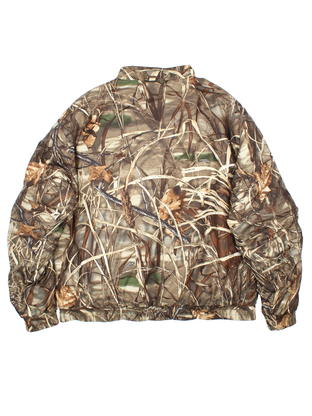 Vintage Real Tree Camo Reversible Bomber Jacket in a brown colourway with dark grey revesible side. Full zip up, multiple pockets and all over camo print on one side.