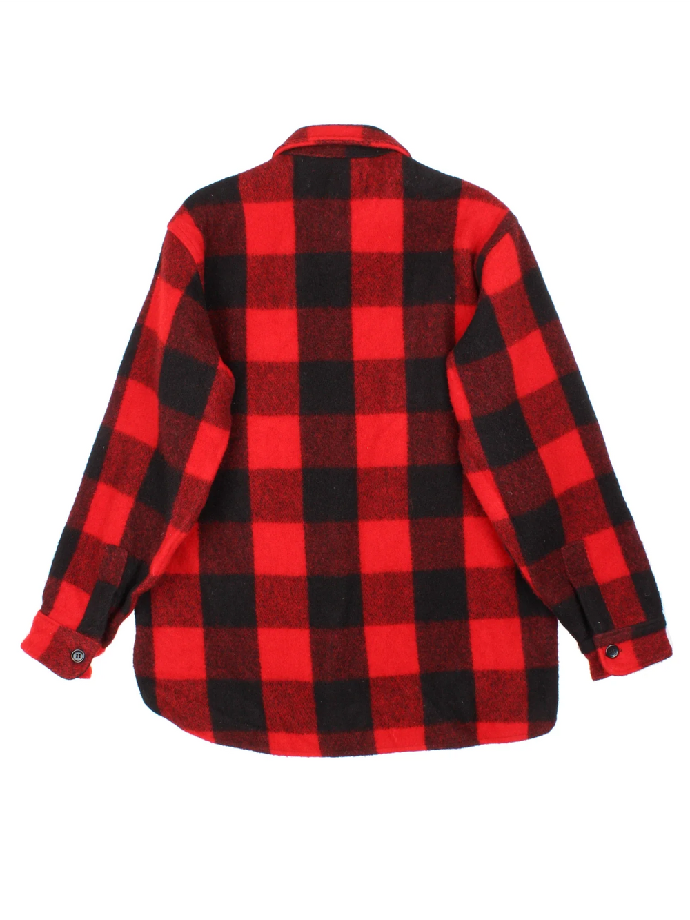 Woolrich CPO Jacket in a red and black colourway with full button up and multiple pockets. All over plaid patterning.