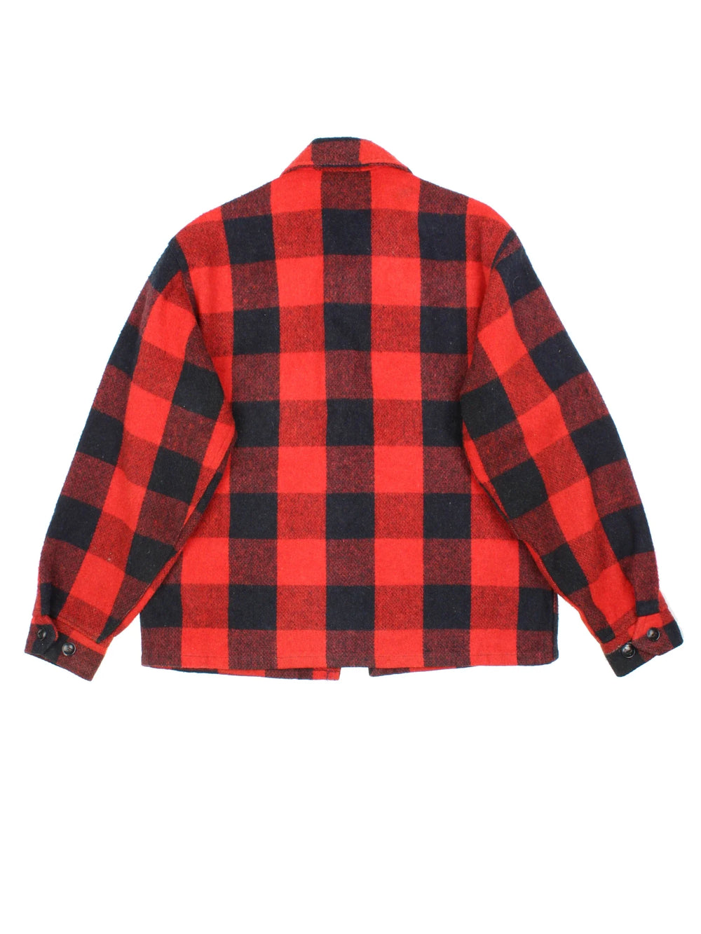 Vintage Sheraton Woollen Flannel Jacket in a red and black colourway with full zip up and multiple pockets. All over plaid patterning.