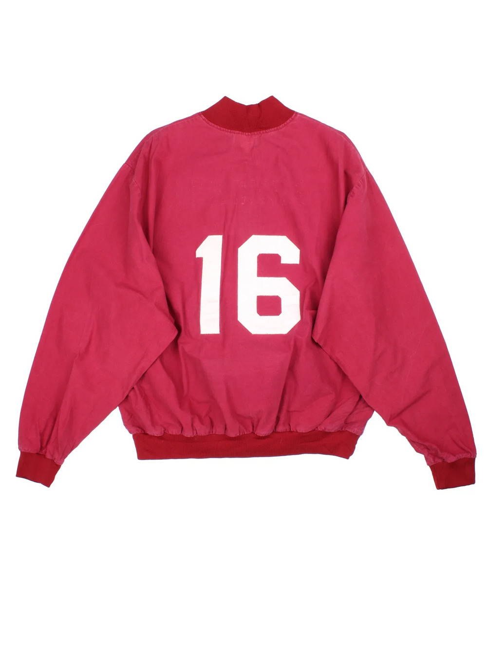 Vintage College Sports Training Top in a red colourway with classic varsity lettering on the front and half zip closure. Large number on the back.