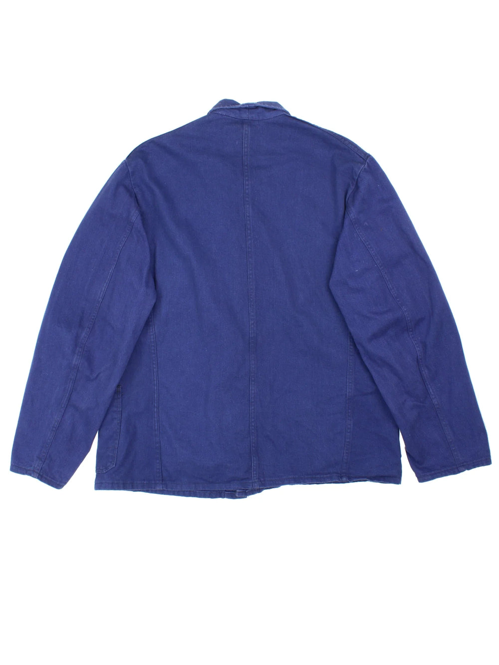 Vintage French Chore Work Jacket in a blue colourway. Buttons up and has multiple pockets.