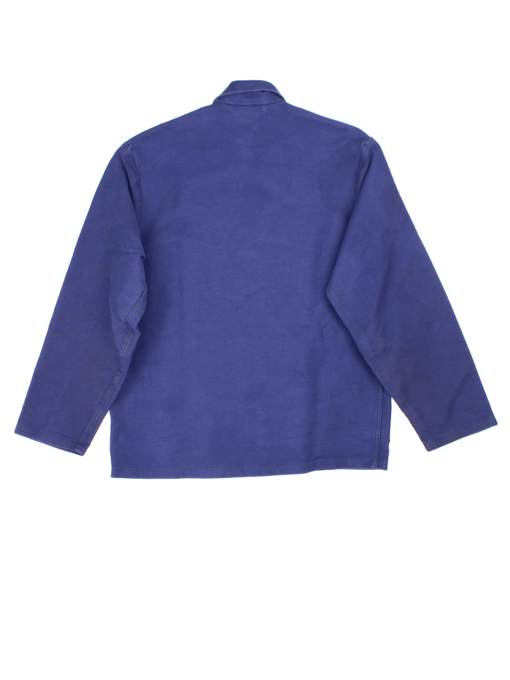 Vintage French Chore Work Jacket in a blue colourway. Buttons up and has multiple pockets.