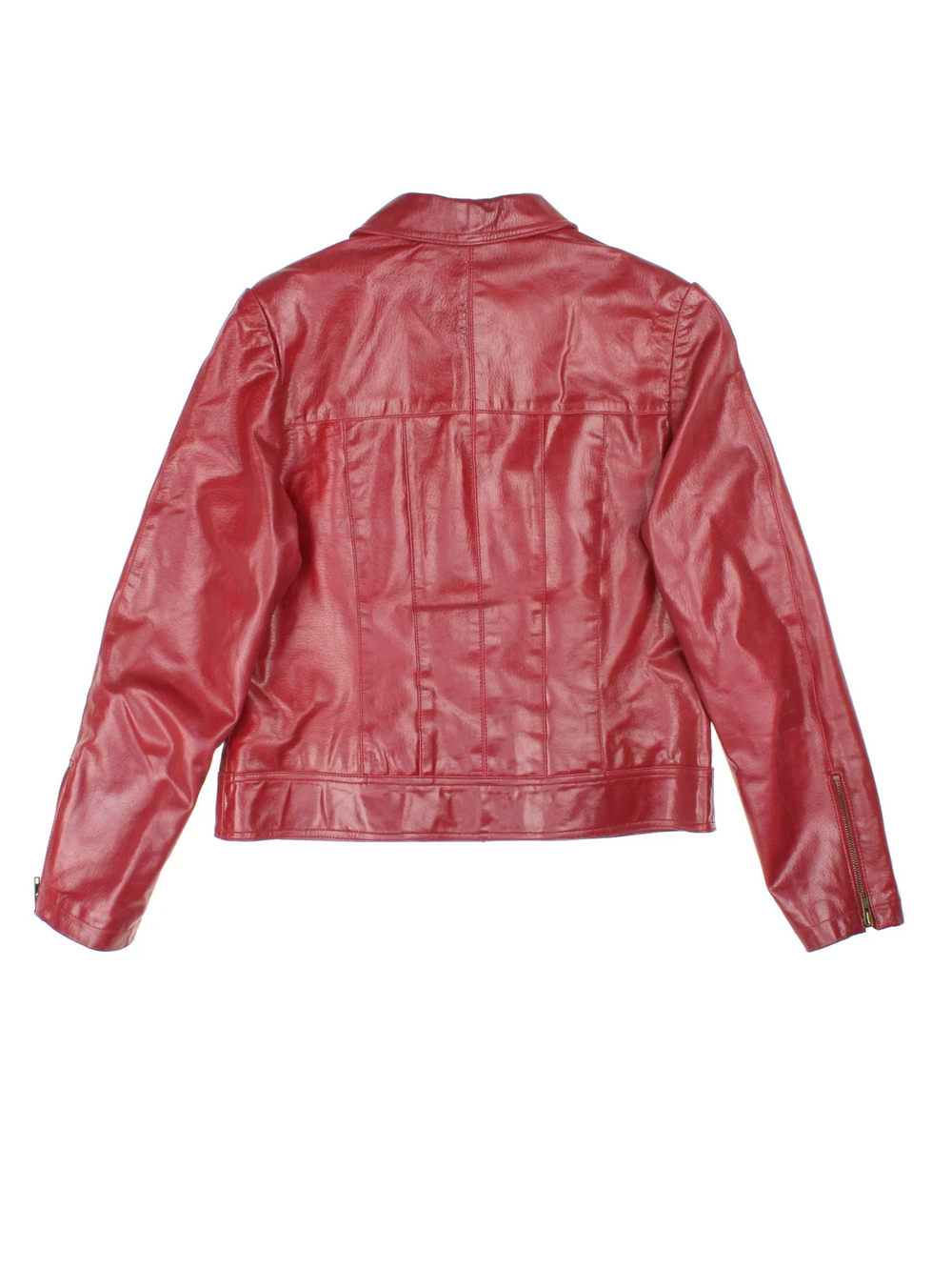 Y2K New Look Leather Jacket in a red colourway. Zips up and has side pockets.