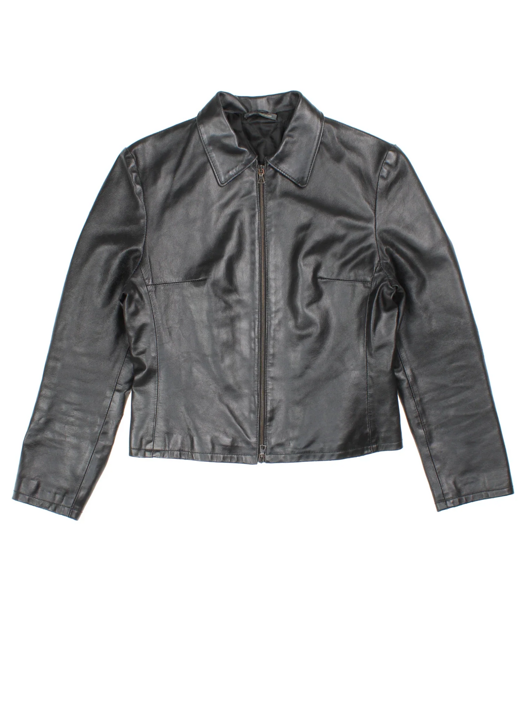 Y2K Leather Jacket in a black colourway with zip up closure.