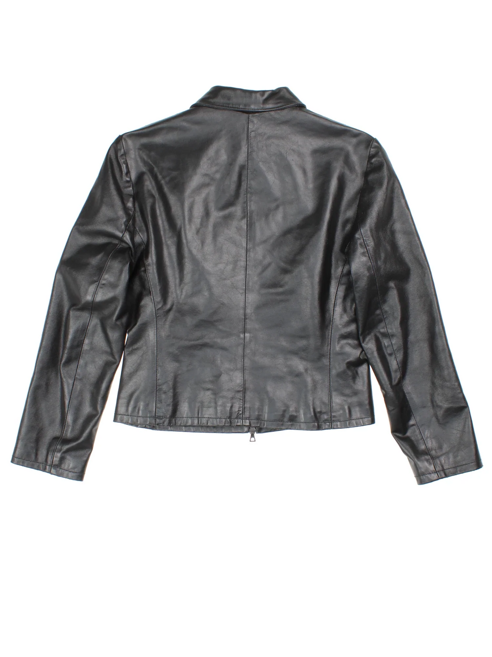 Y2K Leather Jacket in a black colourway with zip up closure.
