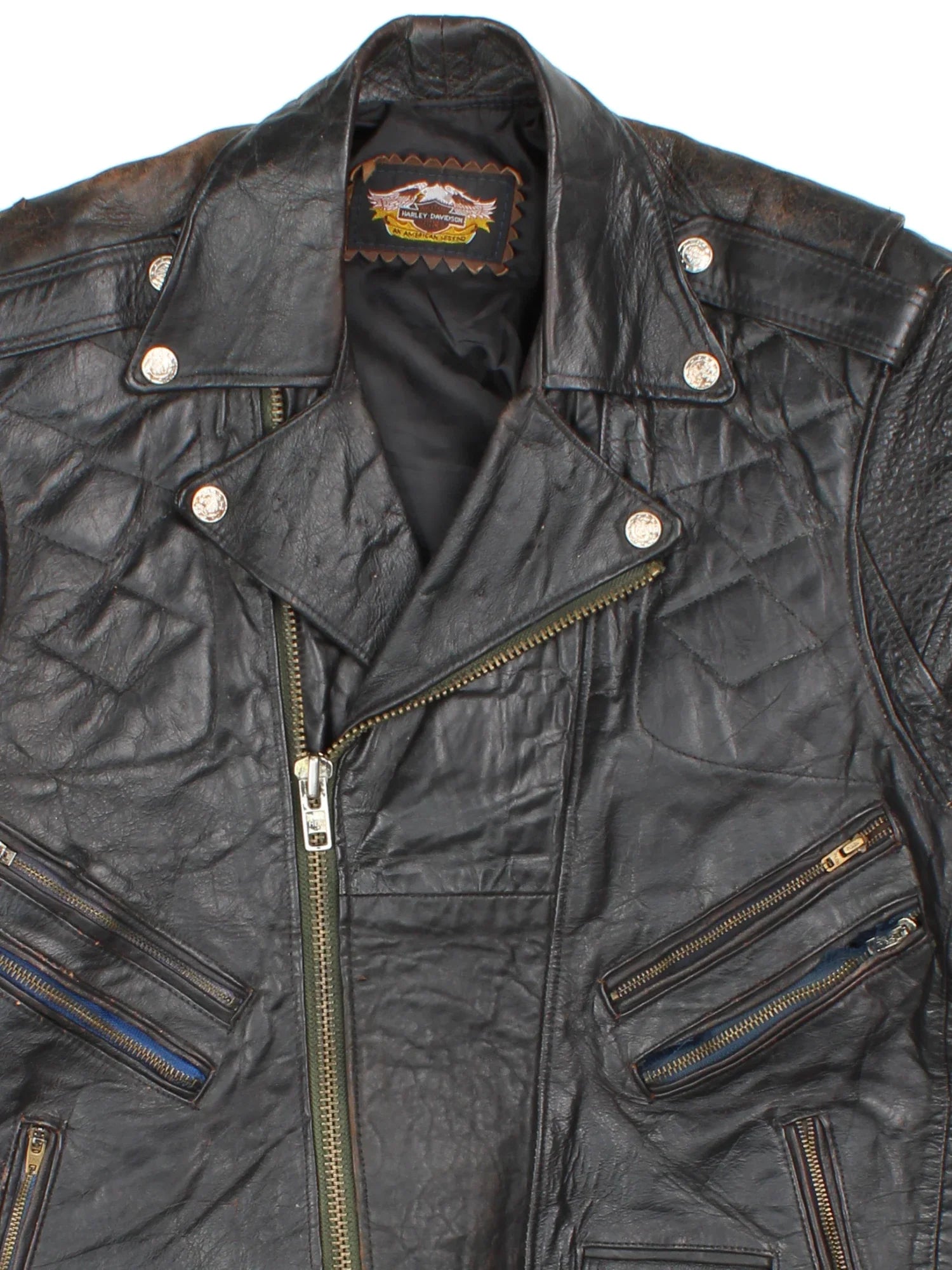 Vintage 1990s Harley Davidson Patchwork Biker Jacket 90's Harley