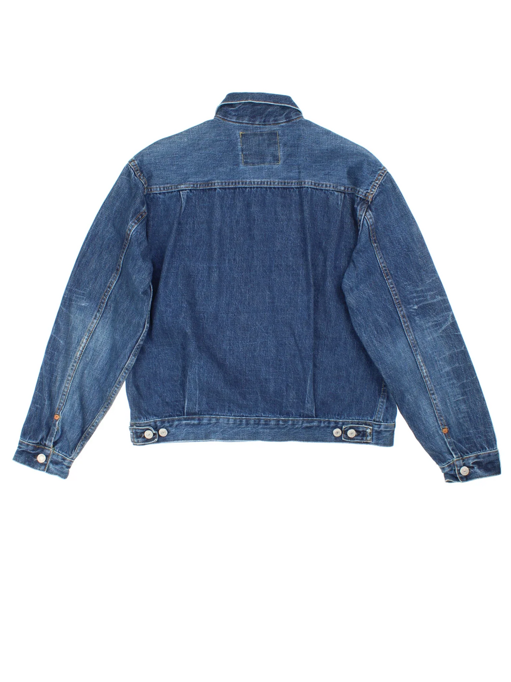 Vintage Levi Strauss 507 Denim Trucker Jacket in a blue colourway. Buttons up and has double chest pockets, and the logo tab embroidered on the front.
