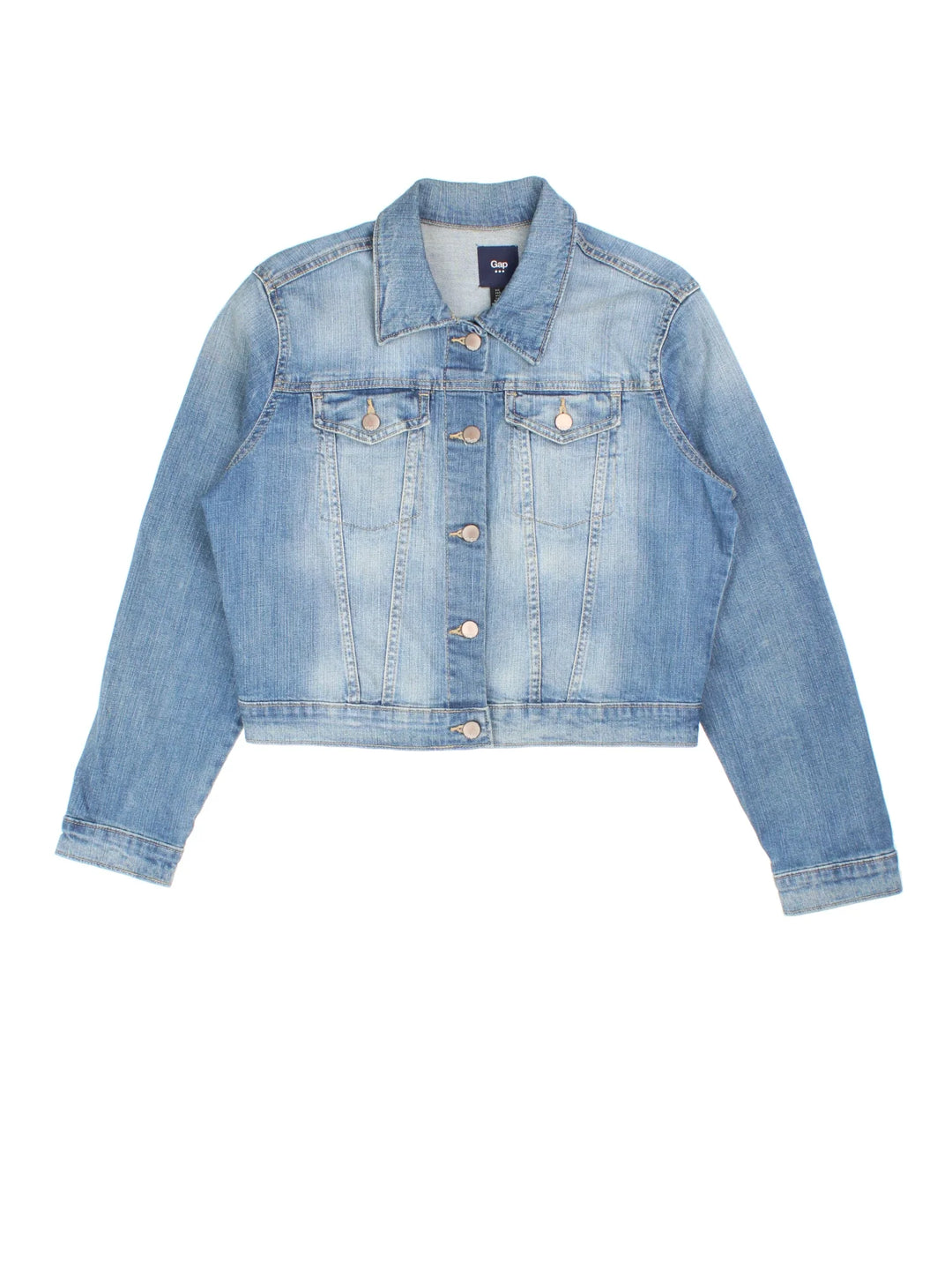 Y2K GAP Denim Jacket in a blue colourway. Buttons up and has double chest pockets.