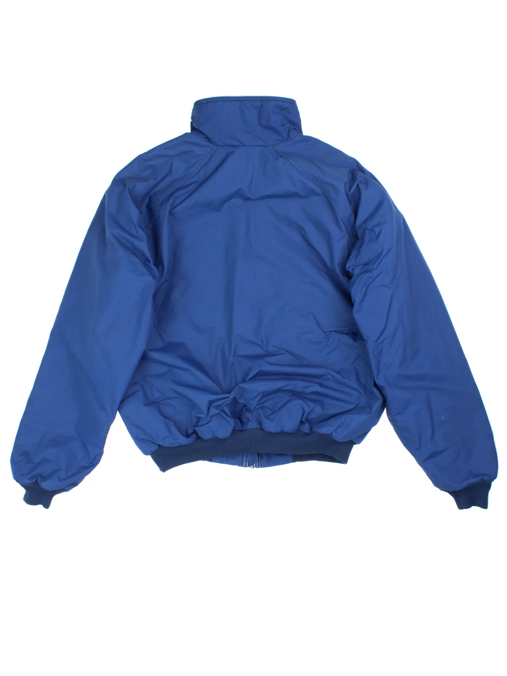 Vintage 90's Patagonia Fleece Lined Bomber Jacket in a blue colourway. Zip fastening, with side pockets, fleece lining and has the logo embroidered on the front.