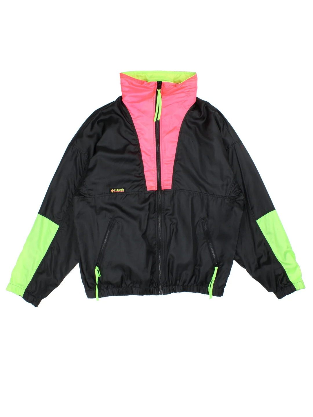 Vintage 90's Columbia Intertrainer 2 in 1 Jacket in a black/pink colourway. Zip fastening, with side pockets, removable track jacket lining and has the logo embroidered on the front.