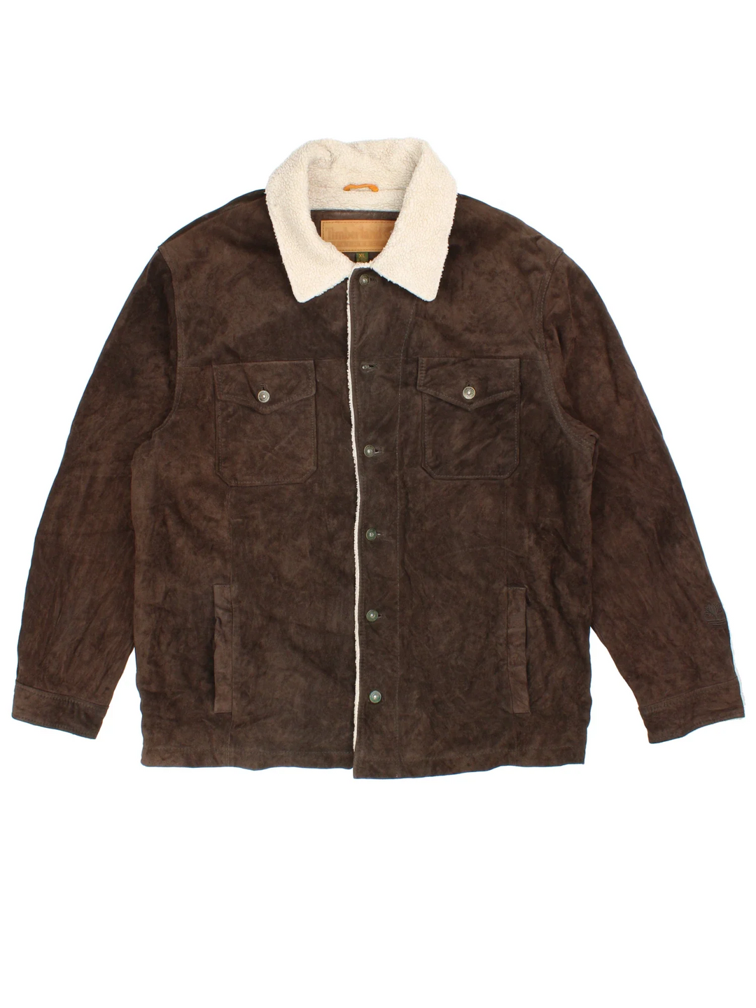 Timberland Shearling Trucker Jacket in a brown colourway. Button fastening, with multiple pockets and shearling lining.