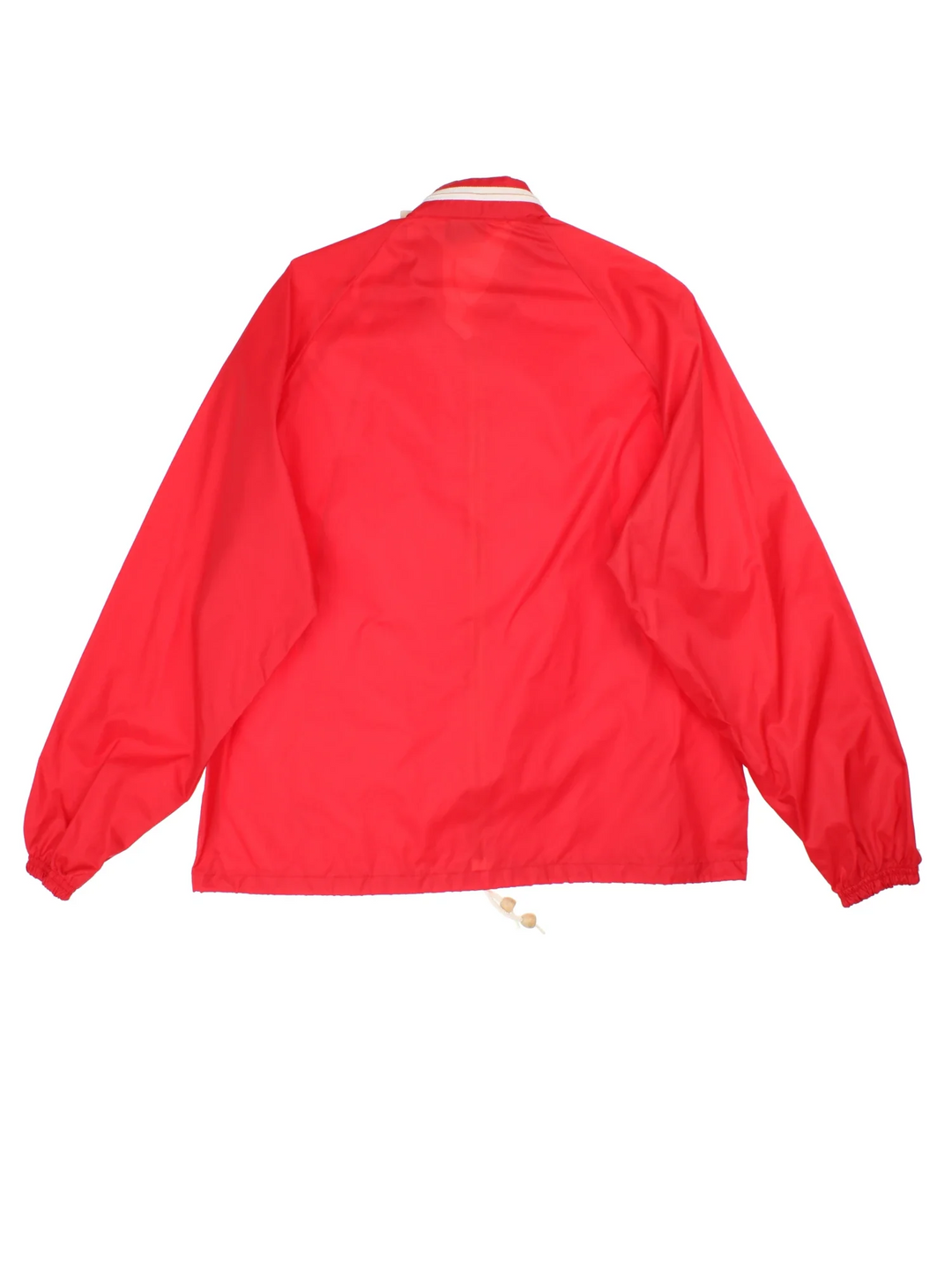 Vintage 60's Munsingwear Original Penguin Nylon Jacket in a red colourway. Zip up closure, has side pockets, hidden hood, and has the logo embroidered on the front.