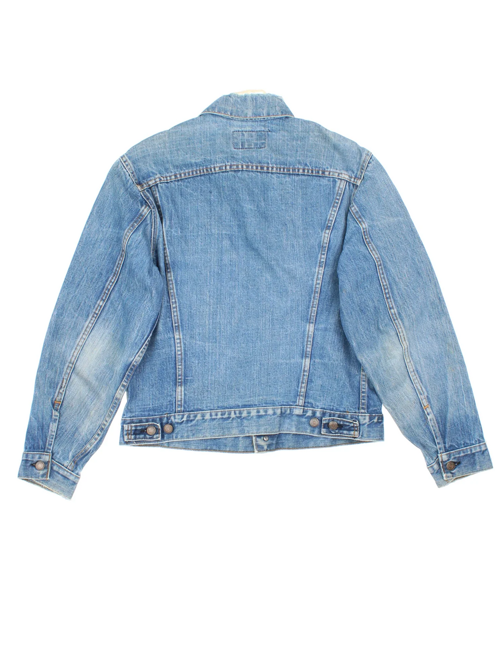 Vintage Levi Strauss Denim Jacket in a blue colourway. Buttons up and has double chest pockets, and the logo tab embroidered on the front.