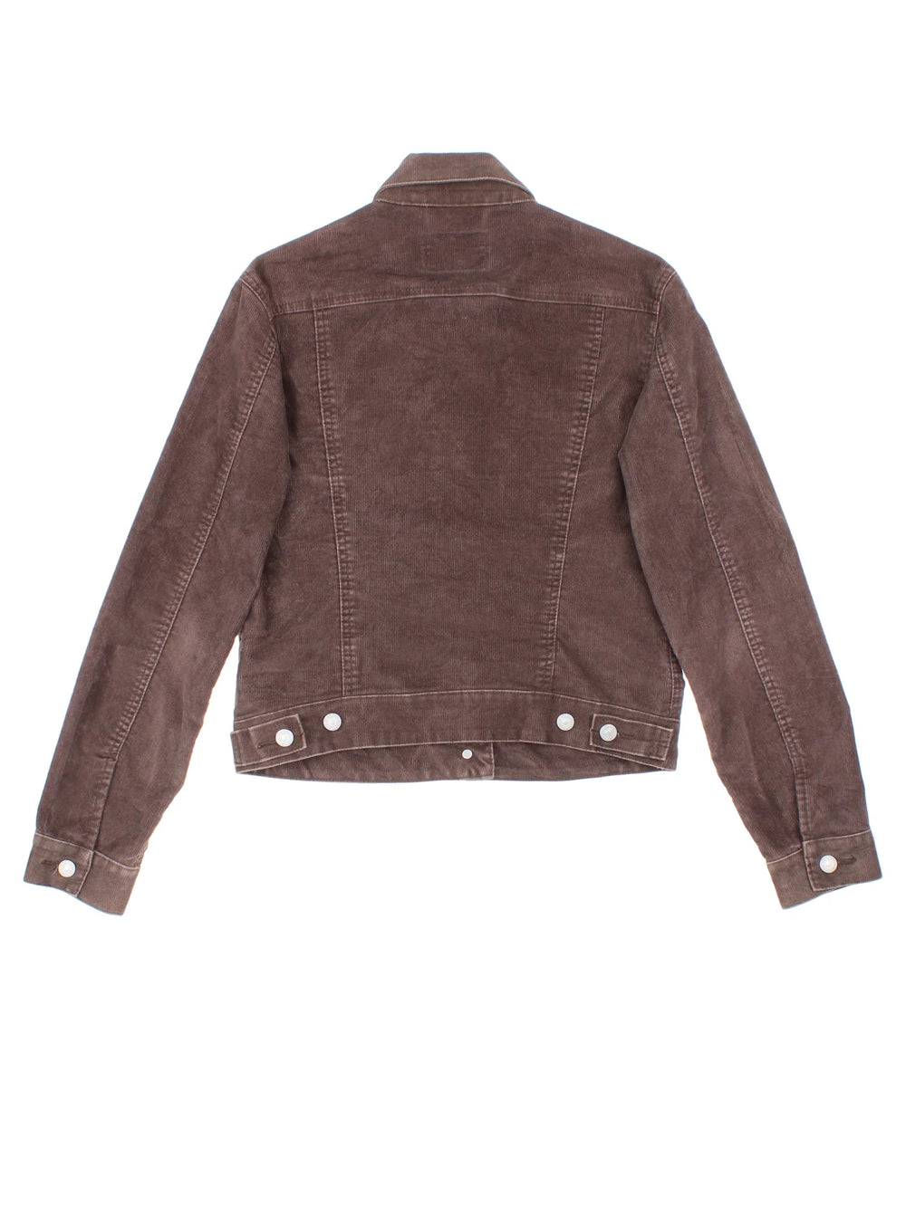 Levi Strauss Corduroy Jacket in a brown colourway. Buttons up and has multiple pockets, and the logo tab embroidered on the front.