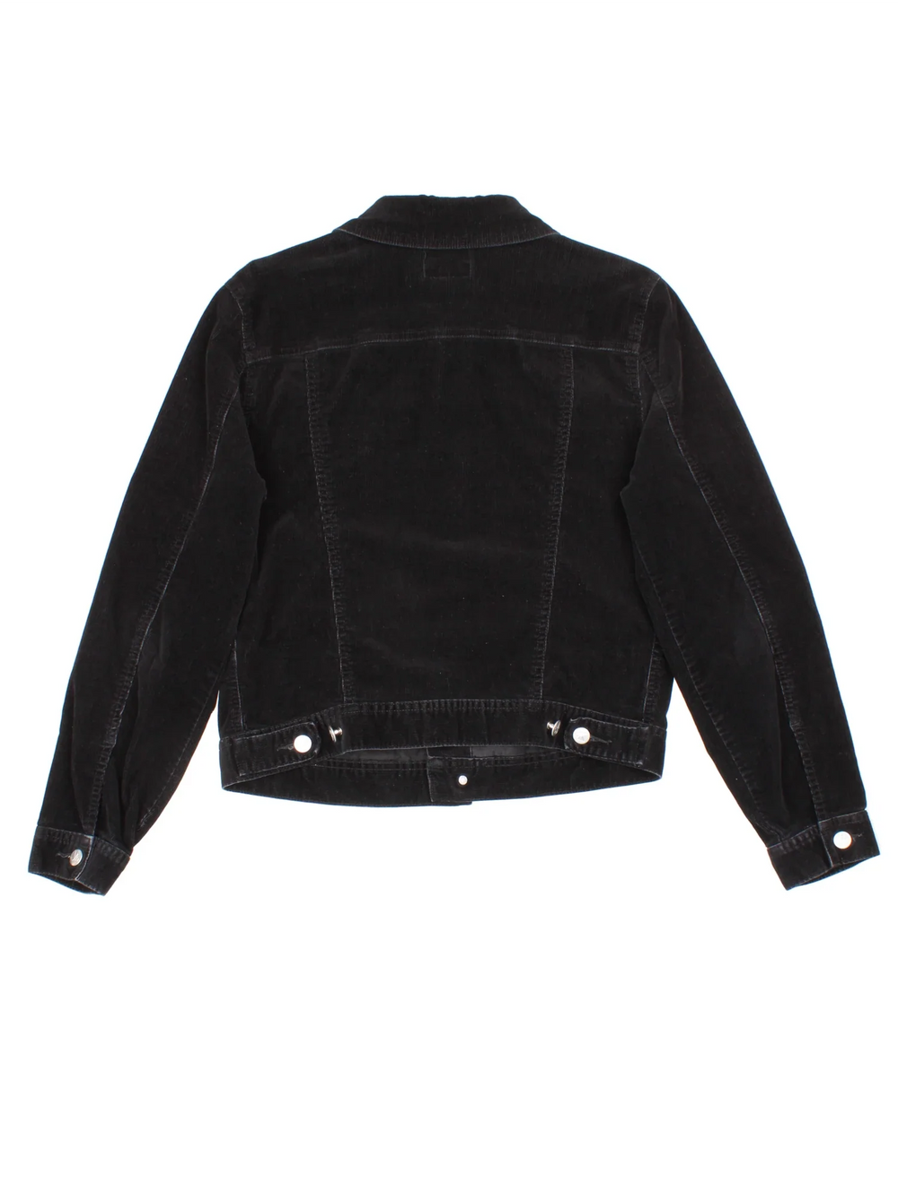 Calvin Klein Corduroy Jacket in a black colourway. Buttons up and has multiple pockets, and the logo tab embroidered on the front.