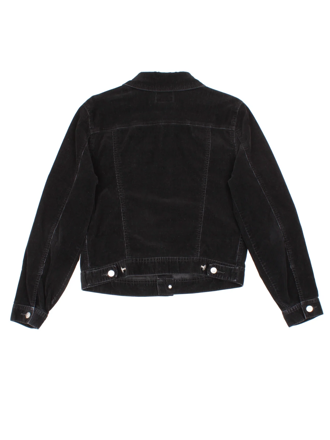 Calvin Klein Corduroy Jacket in a black colourway. Buttons up and has multiple pockets, and the logo tab embroidered on the front.