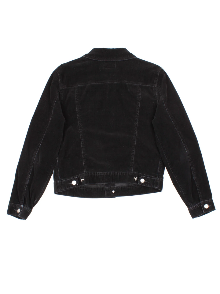 Calvin Klein Corduroy Jacket in a black colourway. Buttons up and has multiple pockets, and the logo tab embroidered on the front.