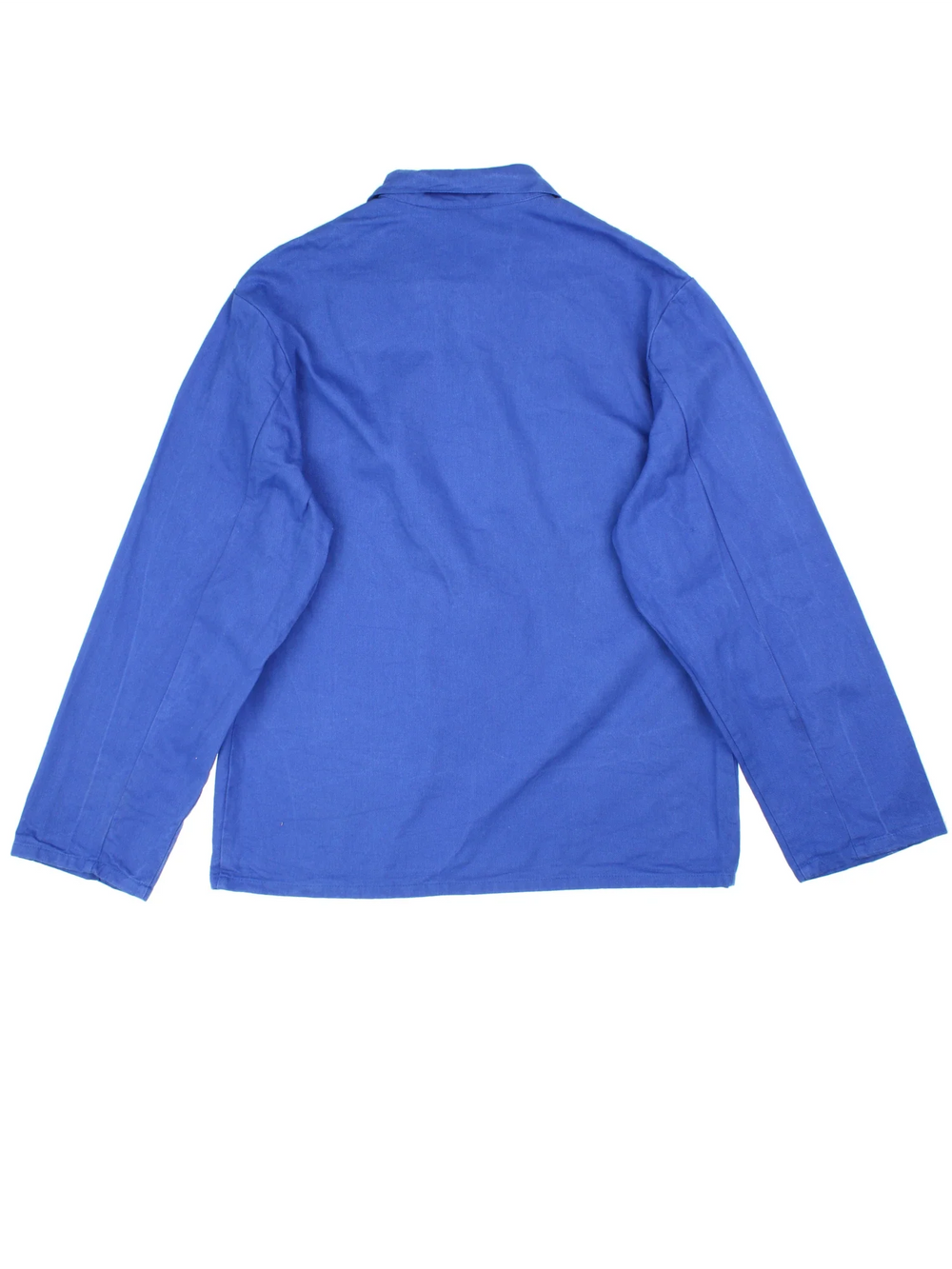 Vintage French Chore Work Jacket in a blue colourway. Buttons up and has multiple pockets.