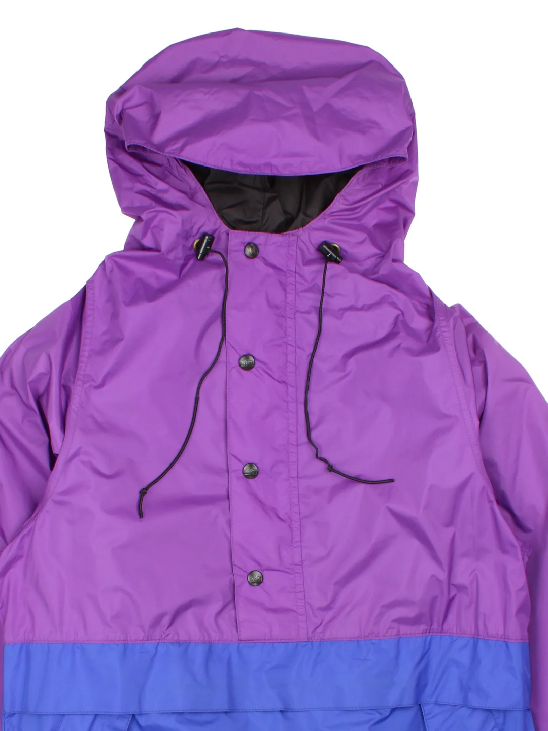 Vintage REI Gore-Tex Anorak Jacket in a purple/blue colourway. Hooded with button up fastening, front pocket and mesh lined.