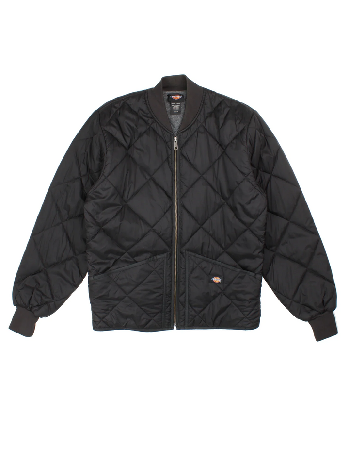 Dickies Quilted Jacket in a black colourway. Zip up fastening, side pockets and jersey lined.