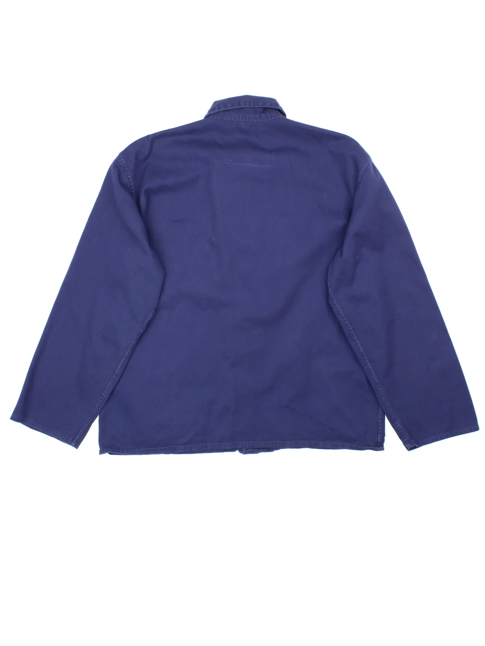 Vintage French Work Chore Jacket in a blue colourway. Button fastening and has front pockets.