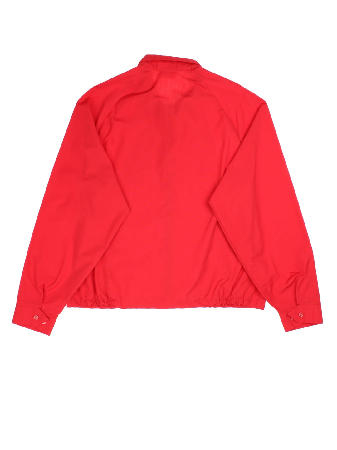 Vintage UAW College Bomber Jacket in a red colourway. Full zip with two front pockets, button cuffs and two small logos on the front