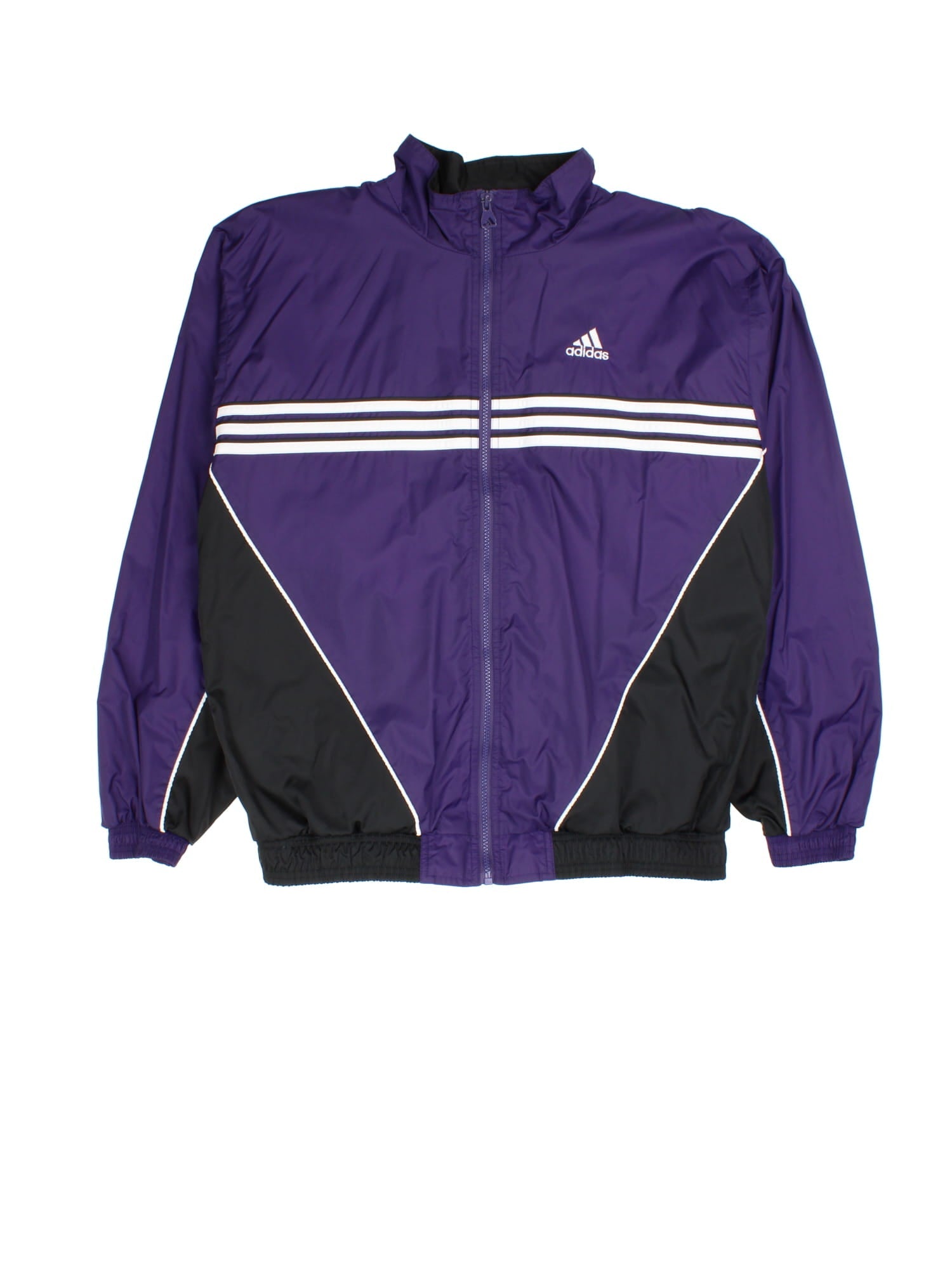 【80’s adidas】ナイロンジャケット BLACK/PURPLE サイズM 80's adidas Nylon Design Jacket 80年代 アディダス ナイロン